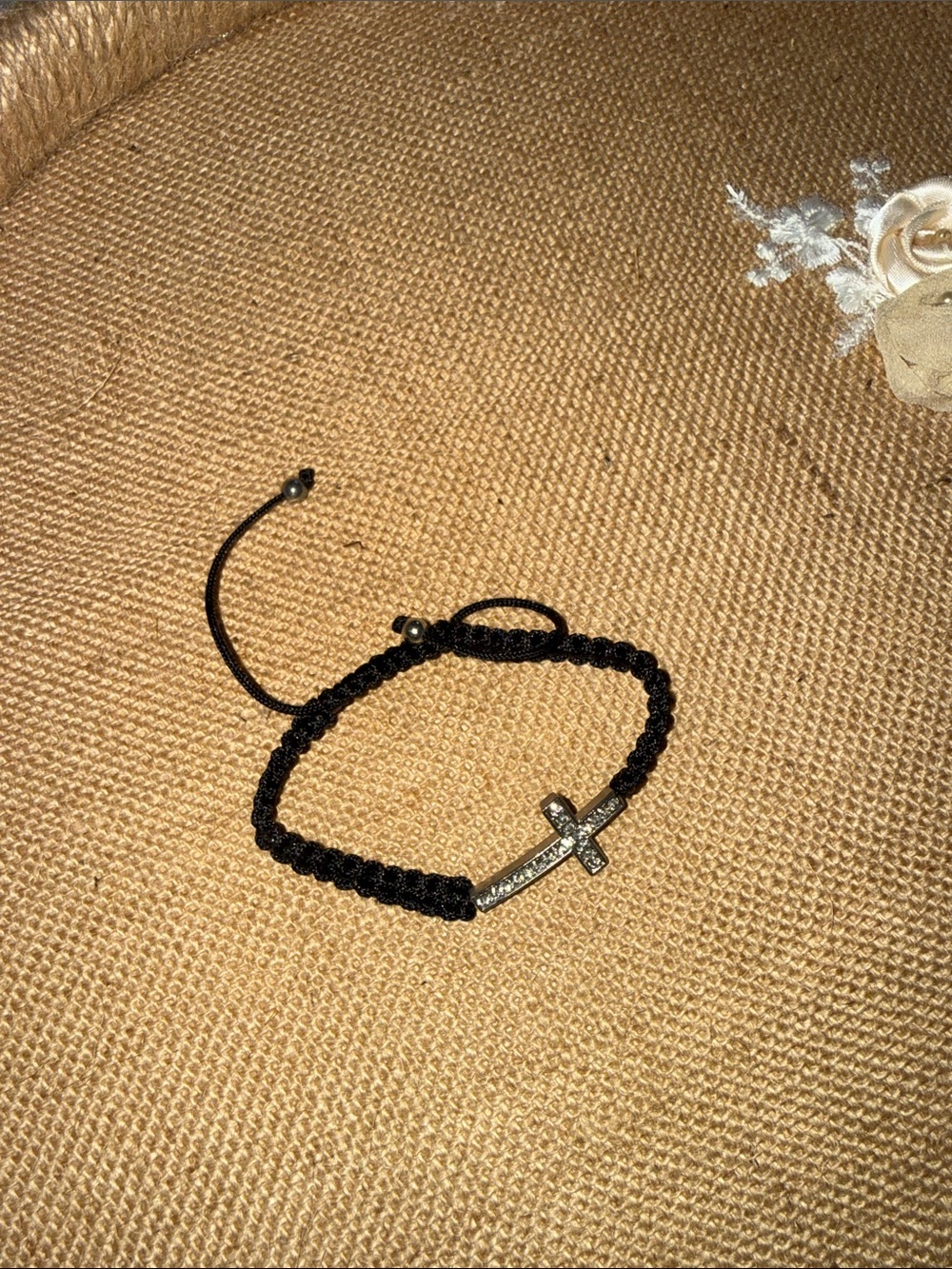 Unbranded Black Braided Cross Bracelet - Adjustable Men’s Accessory